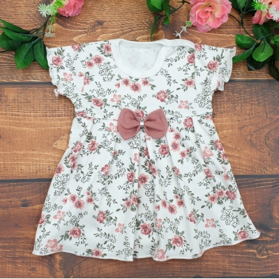 sukienka niemowlęca z wszytym body kwiatowy, rustykalny wzór